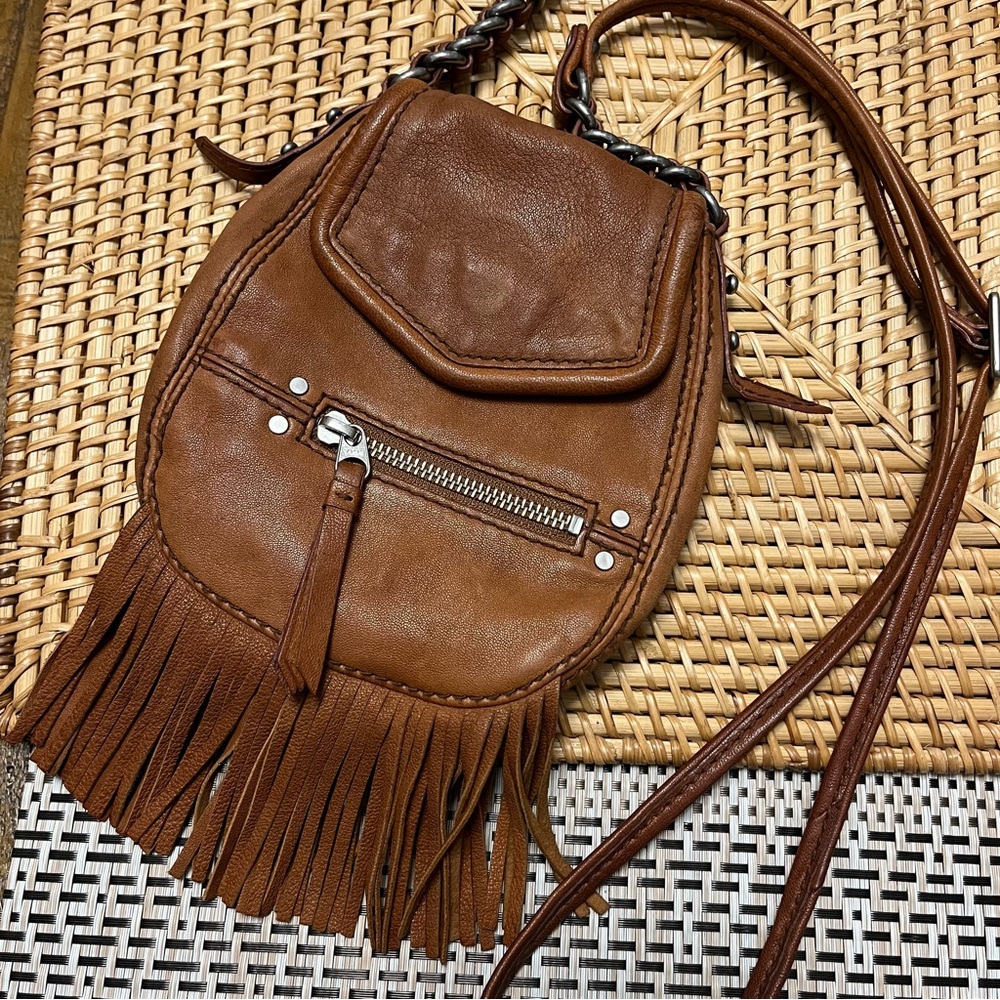 Madewell 1937 Accessories Leather Fringe Mini Crossbody Bag Tan Camel Soft Purse